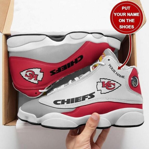 Custom name Kansas City Chiefs NFL big logo Football Team Sneaker 10 F