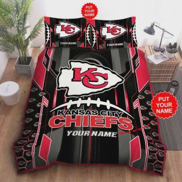 Customize Name Kansas City Chiefs Nfl Football Team Bedding Sets Duvet Cover Pillowcases, Quilt Bed Sets, Blanket