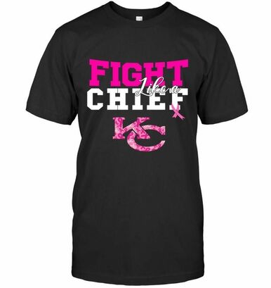Fight Like A Chief Kansas City Chiefs Pink Ribbon Cancer Support Fan Tshirt Hoodie Sweater Model a19829