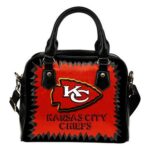 Jagged Saws Mouth Creepy Kansas City Chiefs Shoulder Handbags, Handbags1469