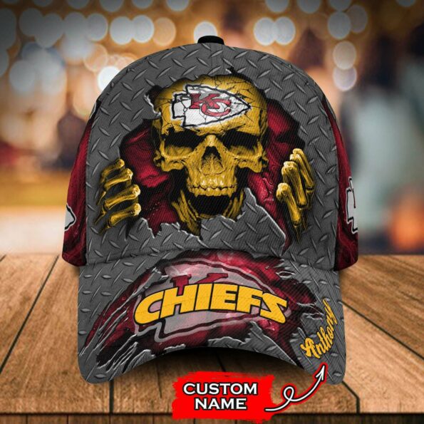 Kansas City Chiefs 3D Cap SKULL NFL Custom Name 06 M3HTN0313