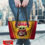 Kansas City Chiefs 3D PU Leather Bag NFL & Baby Yoda CUSTOM NAME 01 M3