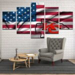 Kansas City Chiefs American Flag Us Usa – Abstract 5 Panel Canvas Art Wall Decor