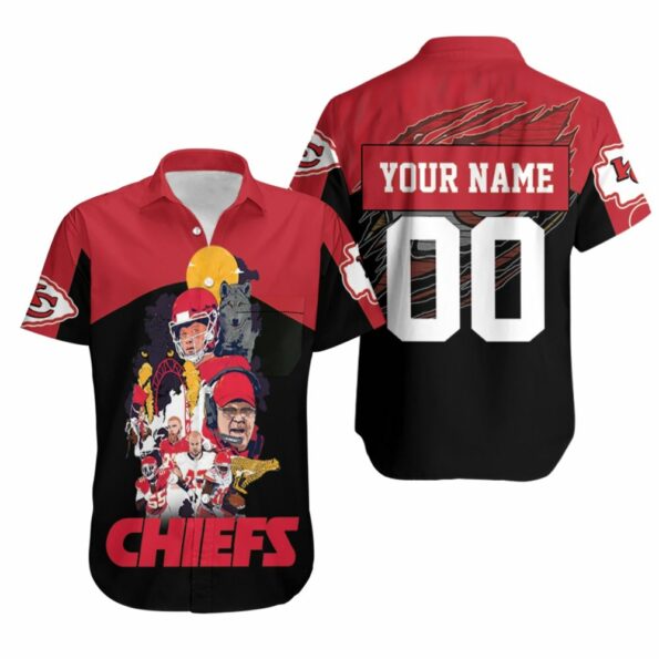 Kansas City Chiefs Andy Reid & Team Wolf Nfl 2020 Super Bowl 3d Hawaiian Shirt Aloha Shirt