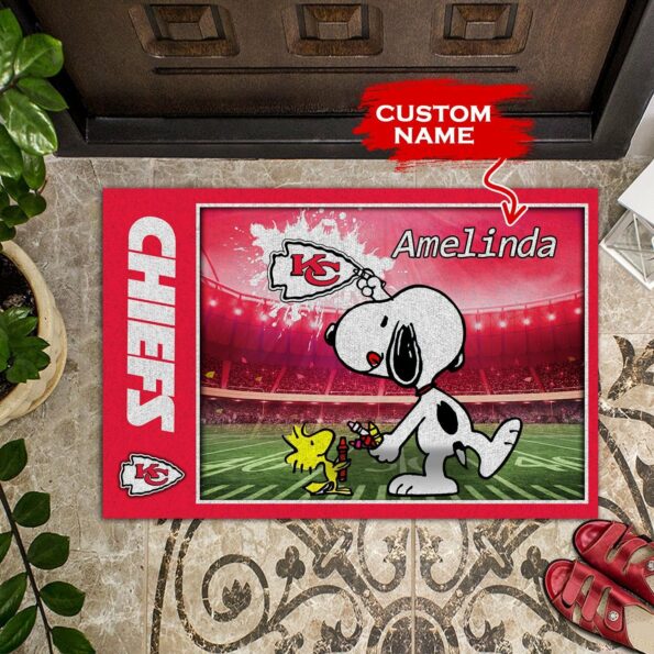 Kansas City Chiefs Doormats Snoopy NFL 02 Custom Name M3LTTTD0106