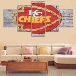 Kansas City Chiefs Logo Poster 9 Football – 5 Panel Canvas Art Wall Decor