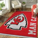 Kansas City Chiefs Nfl Football Rug Room Carpet Sport Custom Area Floor Home Decor Rug8200, Size Large 60×96 Inch