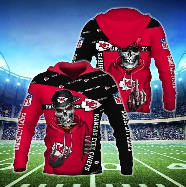 Kansas City Chiefs Skull Give A Fuck All Over Print 3D Men's And Women's Pullover  Hoodie 