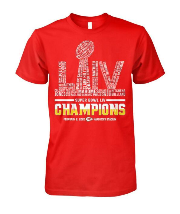 Kansas City Chiefs Super Bowl Champions 54 LIV Men’s and Women’s Hoodie T-shirts Full Sizes PP063
