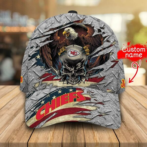NFL Kansas City Chiefs Eagle Skull Custom Name Cap C031 M6RTT1015