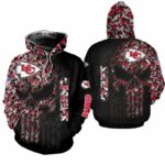 NFL Kansas City Chiefs Skull Limited Edition All Over Print Bomber Zip Up Hoodie Sweatshirt T-shirt Polo Size S-5XL