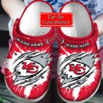 Personalized National Football Crocs – Kc Chiefs Football Ripped Through Crocband Clog