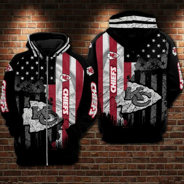 Stocktee Kansas City Chiefs American Flag Limited Edition Men’s And Women’s All Over Print Full 3D Hoodie Adult Sizes S-5XL