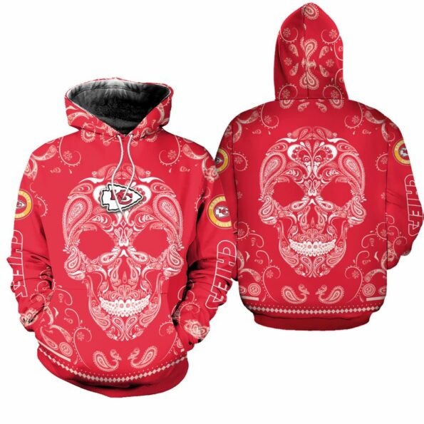 Stocktee Kansas City Chiefs Limited Edition Bandana Skull Sweatshirt Zip Hoodie T shirt Bomber Jacket Sizes S-5XL