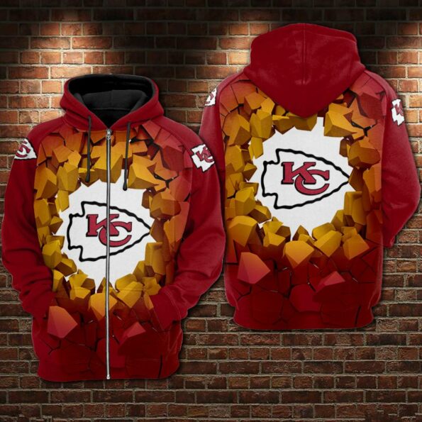 Stocktee Kansas City Chiefs Logo Under The Wall Limited Edition Men’s And Women’s All Over Print Full 3D Hoodie Adult Sizes S-5XL