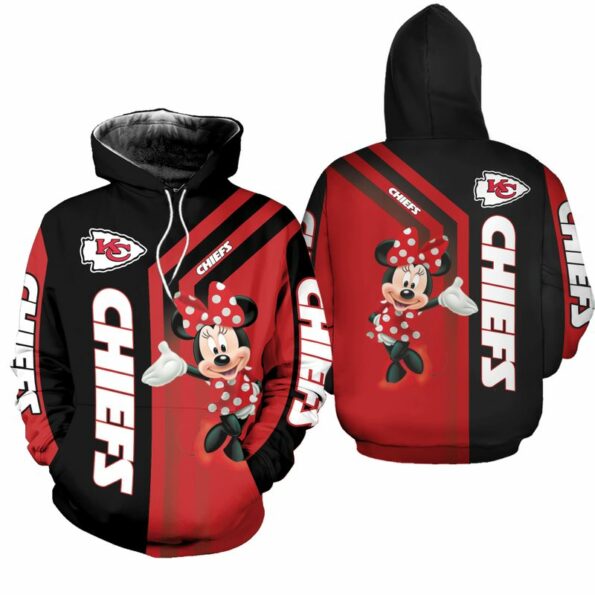 Stocktee Kansas City Chiefs with Minnie Limited Edition Over Print Full 3D T-shirt Sweater Hoodie S-5XL