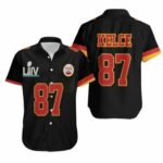Travis Kelce 87 Kansas City Chiefs Nfl Black Jersey Inspired Style Hawaiian Shirt Model a4614