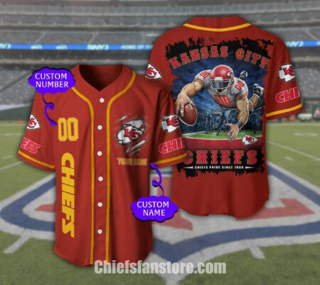 Kansas City Chiefs 3D NFL Personalized Baseball Jersey - Chiefsfanstore.com