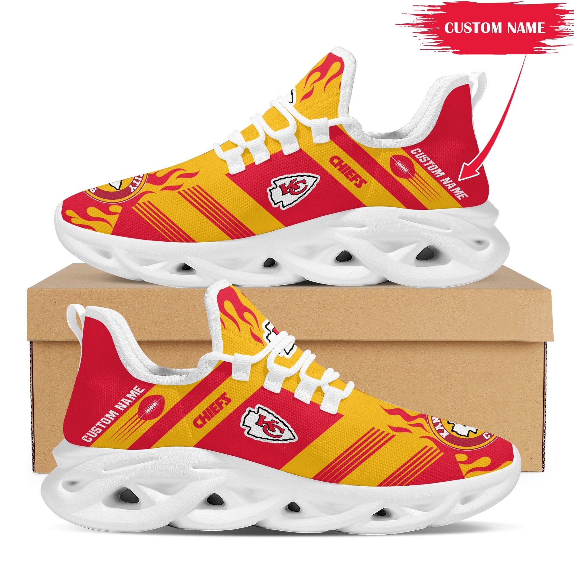 Kansas City Chiefs Personalized Custom Gym Sneakers - Chiefsfanstore.com
