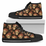 Skull And Roses, Womens High Top, Canvas Shoes, Spiritual Gifts,Streetwear, Festival,Hippie,Boho,Bright Colorful,All Star,Floral,Hindu