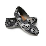 TSM – 3D Black And White Rose Floral Skull Canvas Shoes – theskullmerch.com