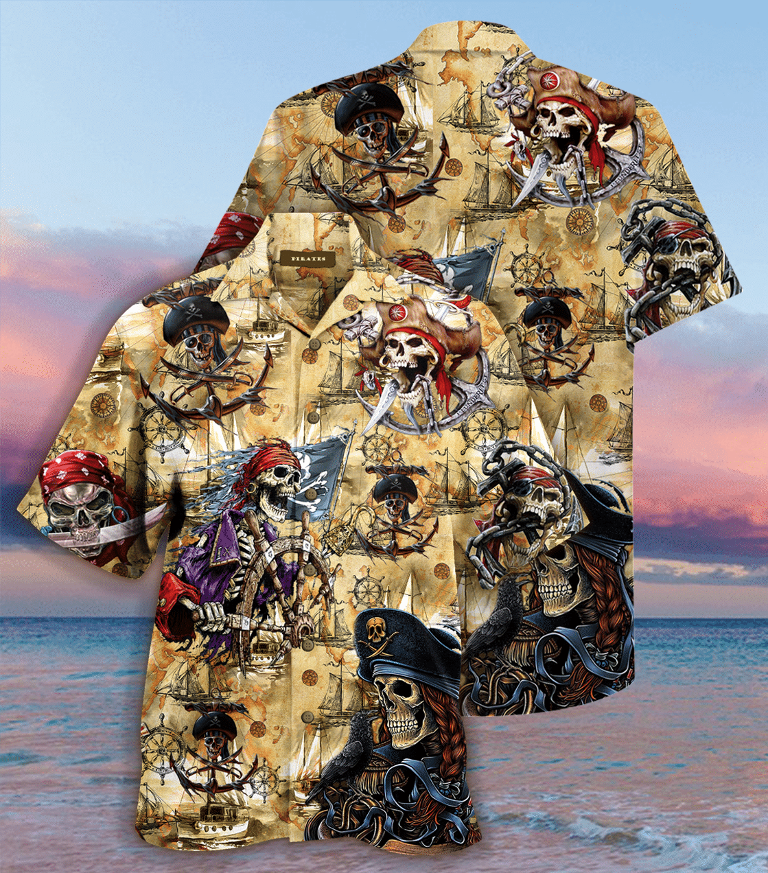 TSM – Amazing Pirate Skull Hawaiian Shirt Gifts With Skulls On Them – theskullmerch.com